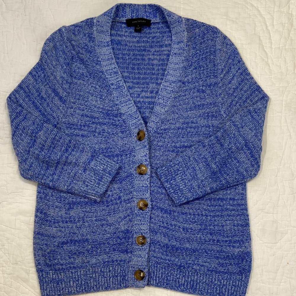 Ann Taylor Knit Tortoise Shell Buttoned Cardigan … - image 1